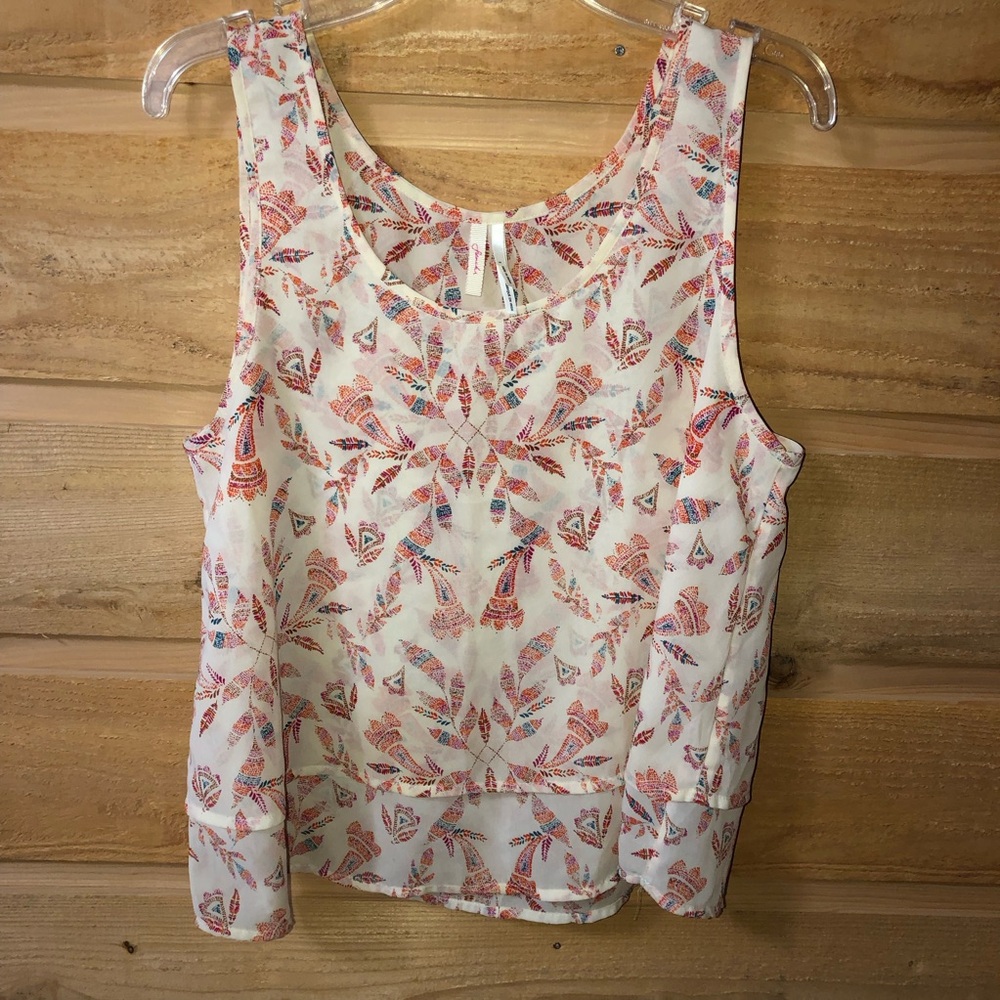 Frenchi tank top blouse size small semi sheer 2 layers